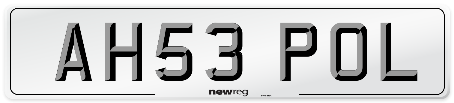 AH53 POL Number Plate from New Reg